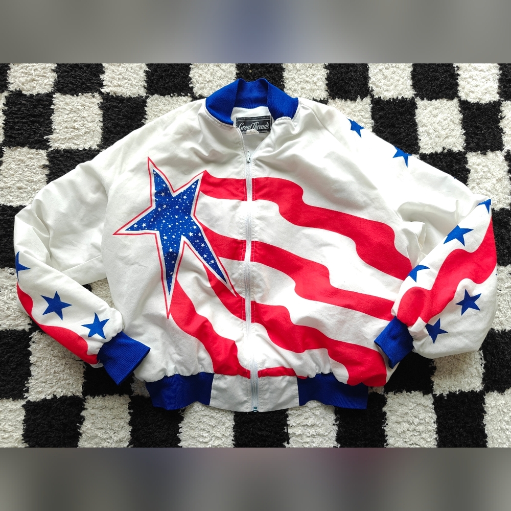 Store Close Mid Of Nov!! Vintage Patriotic Star and Stripes Jacket